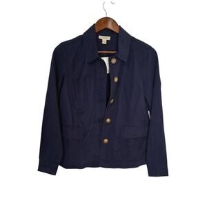Appleseed’s women’s jacket size Petite Small Blue Cropped Collared Button Down